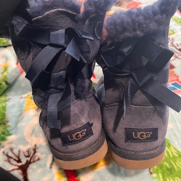 Navy UGG Bailey Bow Boots - Picture 5 of 7